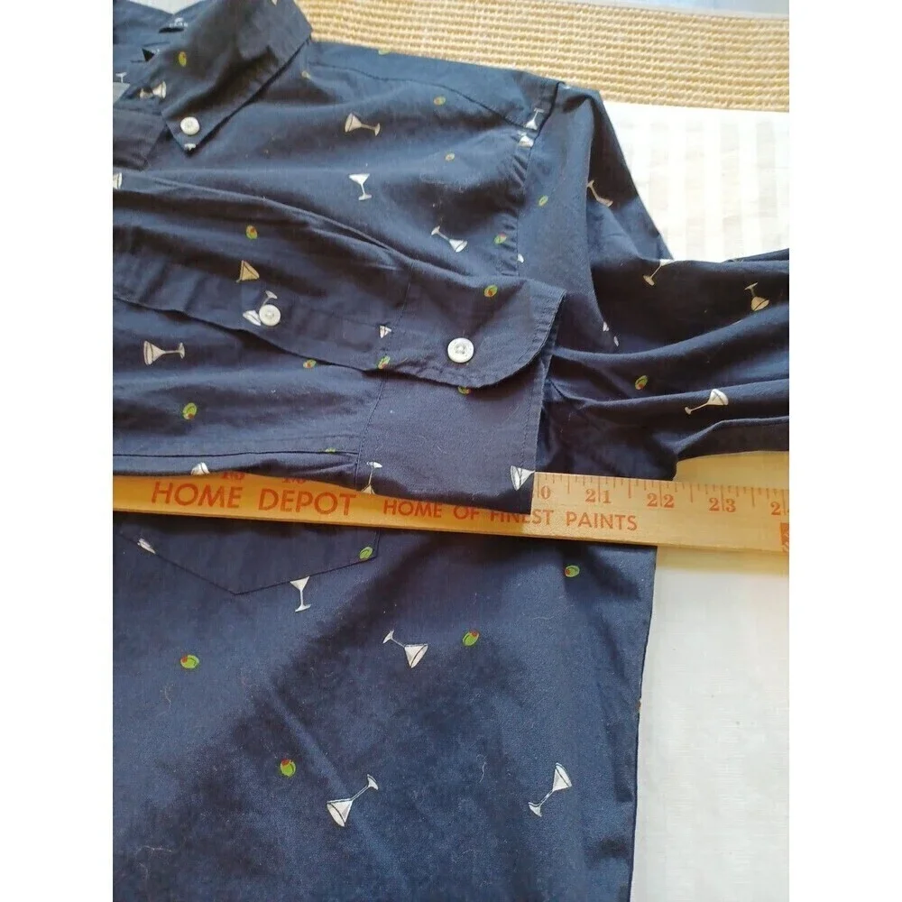J. Crew buttondown shirt mens L martini glass olives cocktail bartender party